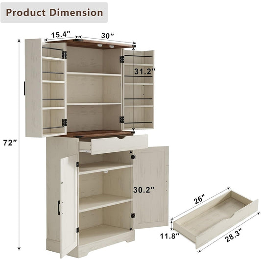 72'' Tall Kitchen Storage Pantry Cabinet - Vektaya