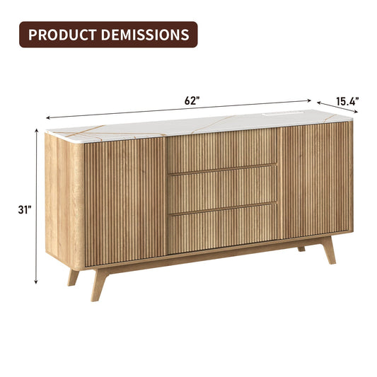 62" Buffet Cabinet Fluted - Vektaya