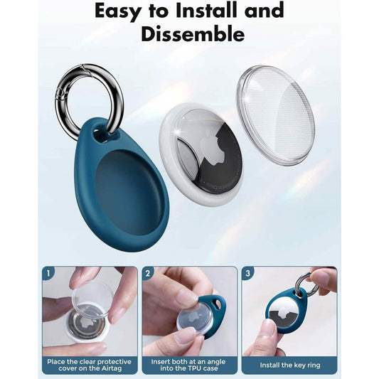 4-Pack: UNBREAKcable Apple AirTag Holder with All Metal Keychain Key Ring Clip  (Refurbished)